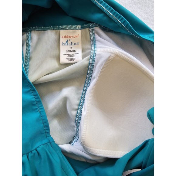 Catalina Swimsuit Women's Teal Blue One Piece Suddenly Slim Bathing Suit Size 14 - Picture 6 of 9